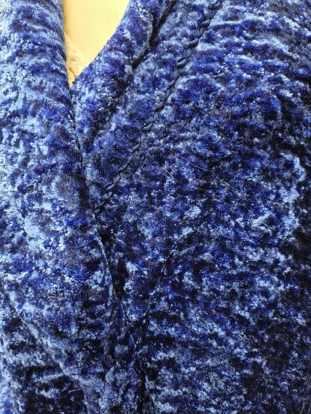 Delicates Cobalt Blue Crushed Velvet Popcorn Robe XL/XG Long Luxury Cozy